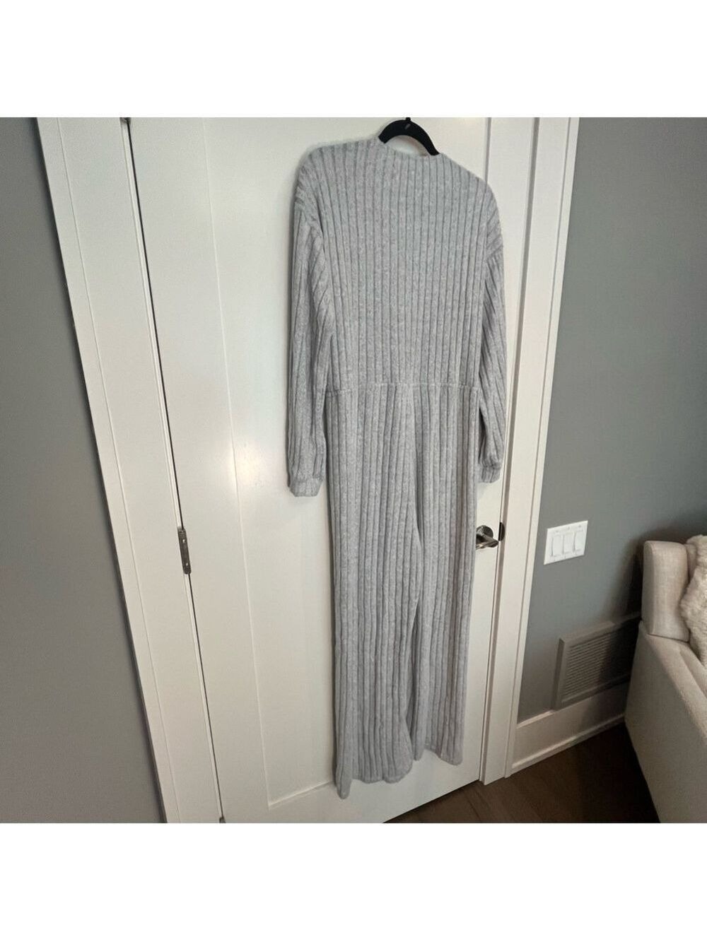 Silver Mist Ribbed Drawstring Jumpsuit - Picture 4 of 11